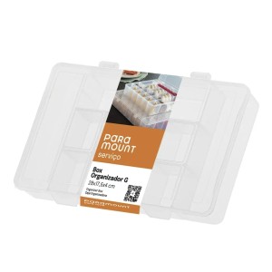 Box Organizador c/ 11 Divisórias G e Tampa Cristal 28 x 17,5 x 4,0 CM Transparente